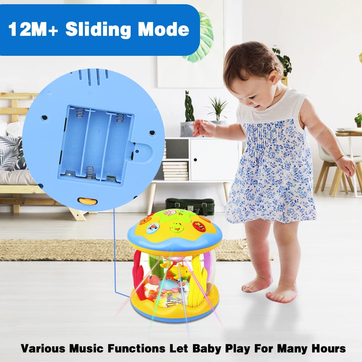 Sehao Musical Baby Toys 6 To 12 Months Learning Infant Toys 12 To 24 Months  Babies Ocean Rotating Light Up Toys Toys for 6 7 8 9 10 Months Toddlers 1  Year Old Boys Girls 