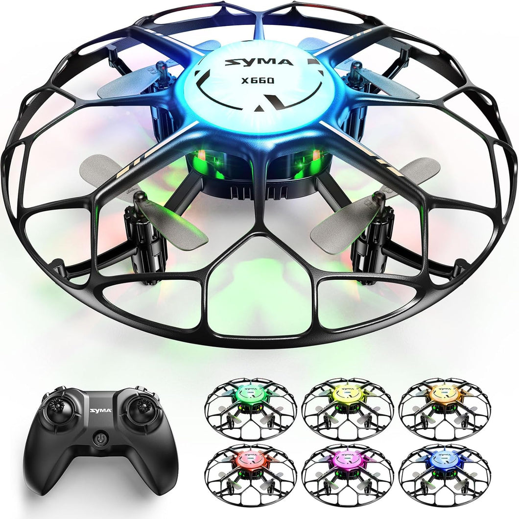 ITEM# 0205   Drone with LED, X660 Mini Quadcopter with 3D Flip, Rotary Ascent, Headless Mode, Speed Switch and Full Protection RC Helicopters UFO Toys Gifts for Beginners Adults (Watch Video)
