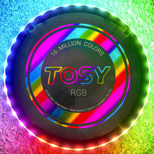 Load image into Gallery viewer, ITEM# 0199   Flying Disc - 16 Million Color RGB or 36 or 360 LEDs, Extremely Bright, Smart Modes, Auto Light Up, Rechargeable, Cool Fun 175g frisbee (Watch Video)
