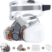 Load image into Gallery viewer, ITEM# 0152   Respirator Mask Reusable Half Face Cover Gas Mask with Safety Glasses, Paint Face Cover Face Shield with Filters for Painting, Organic Vapor, Welding, Polishing, Woodworking and Other Work Protection (Medium) Watch Video
