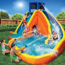 Load image into Gallery viewer, ITEM# 0187   Sidewinder Blast Water Park, Length: 15 ft, Width: 16 ft 10 in, Height: 10 ft 5 in, Inflatable Outdoor Backyard Water Slide Splash Bounce Climbing Toy, Multi (Watch Video)
