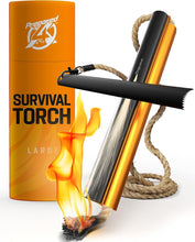 Load image into Gallery viewer, ITEM# 0208   Fire Starter Survival Tool - All-in-One Flint and Steel Fire Starter Kit - Ferro Rod Fire Starter with 36&quot; Waterproof Tinder Wick Rope and Steel Fire Striker - Patented Firestarter (Watch Video)
