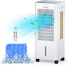 Load image into Gallery viewer, ITEM# 0072  Portable Evaporative Air Cooler, 3-IN-1 Air Cooler with Fan &amp; Humidifier, Oscillation Swamp Cooler with 3 Wind Speeds, 3 Modes, 4 Ice Packs, 12H Timer, Remote, for Bedroom Office Home  (Watch Video)
