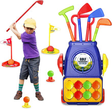 Load image into Gallery viewer, ITEM# 0206   Toddler Golf Set,Kids Golf Clubs with 4 Rods,10 Balls,Quick Assembly Adjustable Cue for Little Hands,Indoor Outdoor Golf Toy (Watch Video)
