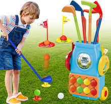 Load image into Gallery viewer, ITEM# 0206   Toddler Golf Set,Kids Golf Clubs with 4 Rods,10 Balls,Quick Assembly Adjustable Cue for Little Hands,Indoor Outdoor Golf Toy (Watch Video)
