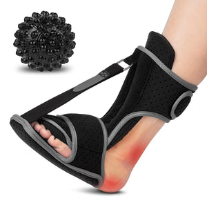 ITEM# 0176   Plantar Fasciitis Night Splint: Foot Brace with Massage Ball | Effective for Foot Pain Relief by Plantar Fasciitis Achilles Tendonitis Foot drop Flat Arch Heel Spur | Comfortable & Easy Use for Women and Men (Watch Video)