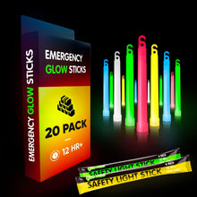 Load image into Gallery viewer, ITEM# 0220   Emergency Glow Sticks with 12 Hours Duration, Individually Wrapped Industrial Grade Glowsticks for Survival Gear, Camping Lights, Power Outages and Military Use (Watch Video)
