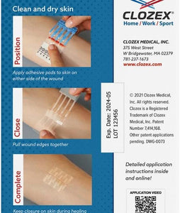 ITEM# 0210   Emergency Laceration Kit - Repair Wounds Without Stitches. FDA Cleared Skin Closure Device for a Wound Up to 1 1/2 Inches in Length. Complete Kit to Clean, Close, and Cover Wounds. (Watch Video)