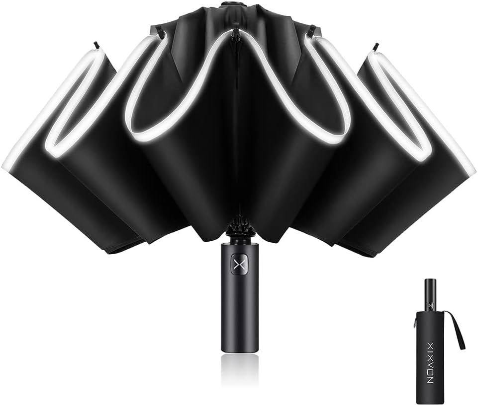 ITEM# 0172   Umbrella Pro | UPF 50+ 99% UV Protection, Reflective Safety Strip, Sturdy Windproof, Travel Portable, Automatic | Reverse Folding Umbrella (Watch Video)