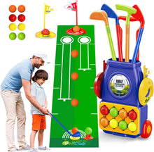 Load image into Gallery viewer, ITEM# 0206   Toddler Golf Set,Kids Golf Clubs with 4 Rods,10 Balls,Quick Assembly Adjustable Cue for Little Hands,Indoor Outdoor Golf Toy (Watch Video)
