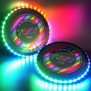 ITEM# 0199   Flying Disc - 16 Million Color RGB or 36 or 360 LEDs, Extremely Bright, Smart Modes, Auto Light Up, Rechargeable, Cool Fun 175g frisbee (Watch Video)