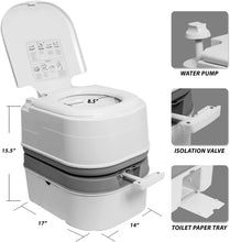 Load image into Gallery viewer, ITEM# 0071   TPS Power Sports Portable Toilet Flushing Splash-Free Dumping Camping Toilet Anti-Leak Water Pump Large Capacity Waste Tank Travel Toilet Quick and Easy Setup (Watch Video)
