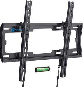 ITEM# 0124   UL Listed Tilt TV Wall Mount Bracket Low Profile for Most 23-55 Inch LED LCD OLED 4K Flat Curved TVs up to 99lbs Max VESA 400x400mm, 8° Tilting for Anti-Glaring, Fits 8-16 inch Wood Stud (Watch Video)