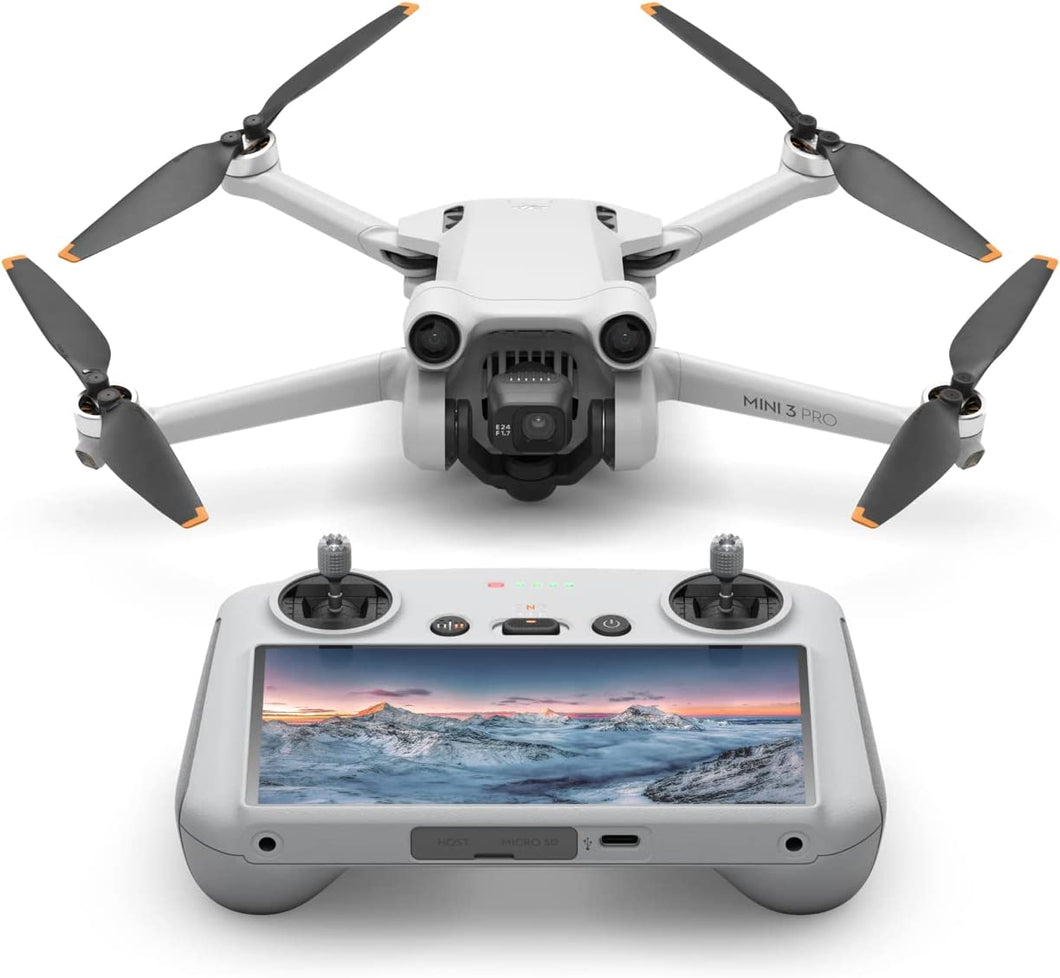 ITEM# 0151   DJI Mini 3 Pro (DJI RC) – Lightweight and Foldable Camera Drone with 4K/60fps Video, 48MP Photo, 34-min Flight Time, Tri-Directional Obstacle Sensing, Ideal for Aerial Photography and Social Media (Watch Video)