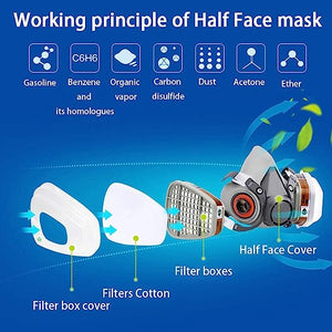 ITEM# 0152   Respirator Mask Reusable Half Face Cover Gas Mask with Safety Glasses, Paint Face Cover Face Shield with Filters for Painting, Organic Vapor, Welding, Polishing, Woodworking and Other Work Protection (Medium) Watch Video