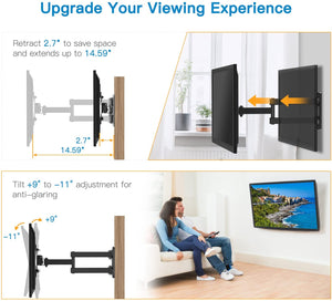 ITEM# 0125   Full Motion TV Monitor Wall Mount Bracket Articulating Arms Swivels TiltsITEM# 0125    Extension Rotation for Most 13-42 Inch LED LCD Flat Curved Screen TVs & Monitors, Max VESA 200x200mm up to 44lbs by Pipishell (Watch Video)