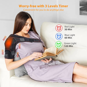 ITEM# 0157   Heated Shoulder Wrap for Men Women, Upgrade Electric Heating Pad Massager with 3 Vibration and Heat Settings and Timer, Shoulder Braces for Rotator Cuff, Joint Capsule, Muscles Pain Relief (Watch Video)