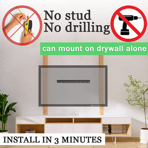 ITEM# 0128   No Stud TV Wall Mount, Drywall Studless TV Hanger No Damage, No Drill, Non Screws, Dry Wall Flat Screen TV Easy Install Bar Bracket fits VESA 12-55 inch TVs up to 99 lbs, Include Hardware Levels (Watch Video)