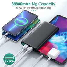 Load image into Gallery viewer, ITEM# 0173   Portable Charger 38800mAh,LCD Display Power Bank,4 USB Outputs Battery Pack Backup, Dual Input USB-C Phone Charging Compatible with iPhone 13 Pro Max/13 Mini/12,Android Samsung Galaxy/Pixel/Nexus/iPad (Watch Video)
