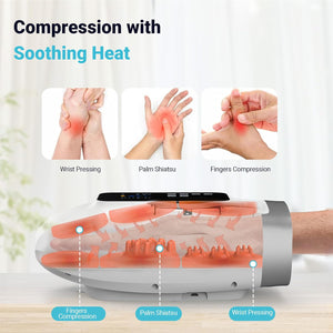 ITEM# 0225   Hand Massager with Heat and Compression, FSA HSA Eligible 6 Level Compression & 6 Mode with Pressure Point for Arthritis and Carpal Tunnel Relief, Finger Wrist Massager (Watch Video)