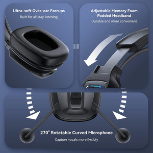ITEM# 0134   Bluetooth Headset, Bluetooth Headset with Microphone AI Noise Cancelling with USB Dongle, 164ft Long Wireless Range & 60 Hrs Working Time, Wireless Headset for Computer with Mute (Watch Video)
