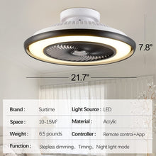 Load image into Gallery viewer, ITEM# 0141   Ceiling Fans With Lights And Remote Control, Modern Low Profile Bladeless Small Ceiling Fan, Flush Mount Enclosed Ceiling Fans (Watch Video)
