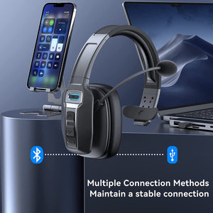 ITEM# 0134   Bluetooth Headset, Bluetooth Headset with Microphone AI Noise Cancelling with USB Dongle, 164ft Long Wireless Range & 60 Hrs Working Time, Wireless Headset for Computer with Mute (Watch Video)