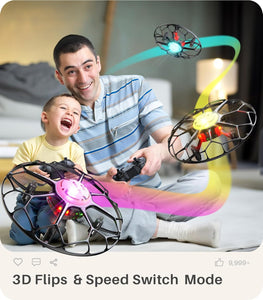 ITEM# 0205   Drone with LED, X660 Mini Quadcopter with 3D Flip, Rotary Ascent, Headless Mode, Speed Switch and Full Protection RC Helicopters UFO Toys Gifts for Beginners Adults (Watch Video)