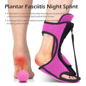 ITEM# 0176   Plantar Fasciitis Night Splint: Foot Brace with Massage Ball | Effective for Foot Pain Relief by Plantar Fasciitis Achilles Tendonitis Foot drop Flat Arch Heel Spur | Comfortable & Easy Use for Women and Men (Watch Video)