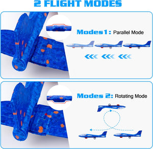 ITEM# 0201   4 Pack Airplane Launcher Toys, 2 Flight Modes LED Foam Glider Catapult Plane, Outdoor Flying Toy (Watch Video)