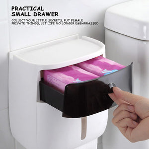 ITEM# 0002   Toilet Paper Roll Holder with Storage Drawer Bathroom Tissue Box Wall Organizer Shower Facial Tissue Holder for Roll Toilet Paper (Watch Video)