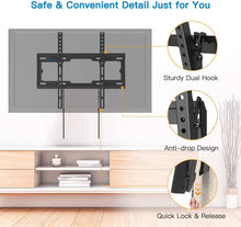 Load image into Gallery viewer, ITEM# 0124   UL Listed Tilt TV Wall Mount Bracket Low Profile for Most 23-55 Inch LED LCD OLED 4K Flat Curved TVs up to 99lbs Max VESA 400x400mm, 8° Tilting for Anti-Glaring, Fits 8-16 inch Wood Stud (Watch Video)

