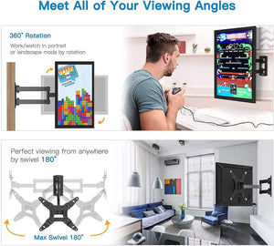 ITEM# 0125   Full Motion TV Monitor Wall Mount Bracket Articulating Arms Swivels TiltsITEM# 0125    Extension Rotation for Most 13-42 Inch LED LCD Flat Curved Screen TVs & Monitors, Max VESA 200x200mm up to 44lbs by Pipishell (Watch Video)