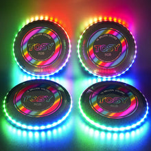 Load image into Gallery viewer, ITEM# 0199   Flying Disc - 16 Million Color RGB or 36 or 360 LEDs, Extremely Bright, Smart Modes, Auto Light Up, Rechargeable, Cool Fun 175g frisbee (Watch Video)
