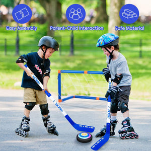 ITEM# 0202   Kids Toys Hover Hockey Soccer Ball Set with 3 Goals, Rechargeable Floating Air Soccer Ball with Led Light and Foam Bumper, Indoor Outdoor Sport Games  (Watch Video)