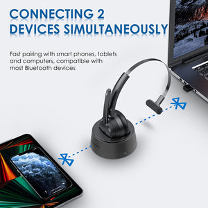 ITEM# 0132   Mopchnic Bluetooth Headset, Wireless Headset with Upgraded Microphone AI Noise Canceling, On Ear Bluetooth Headset with USB Dongle for Office Call Center Skype Zoom Meeting Online Class Trucker (Watch Video)