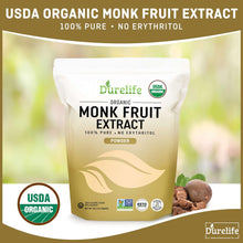 Load image into Gallery viewer, ITEM# 0212   Organic 100% Pure Monk Fruit sweetener, No Erythritol, Monkfruit Extract Powder, USDA organic NON-GMO Project Verified, Keto Certified, OU kosher No Fillers Zero Calorie Sugar Substitute (Watch Video)
