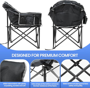 ITEM# 0222   Heated Camping Chair, Padded Camp Chair Round Moon Saucer Folding Lawn Chair Outdoor Chair, Patio Lounge Chairs Portable Folding Camping Chairs Heated Chair