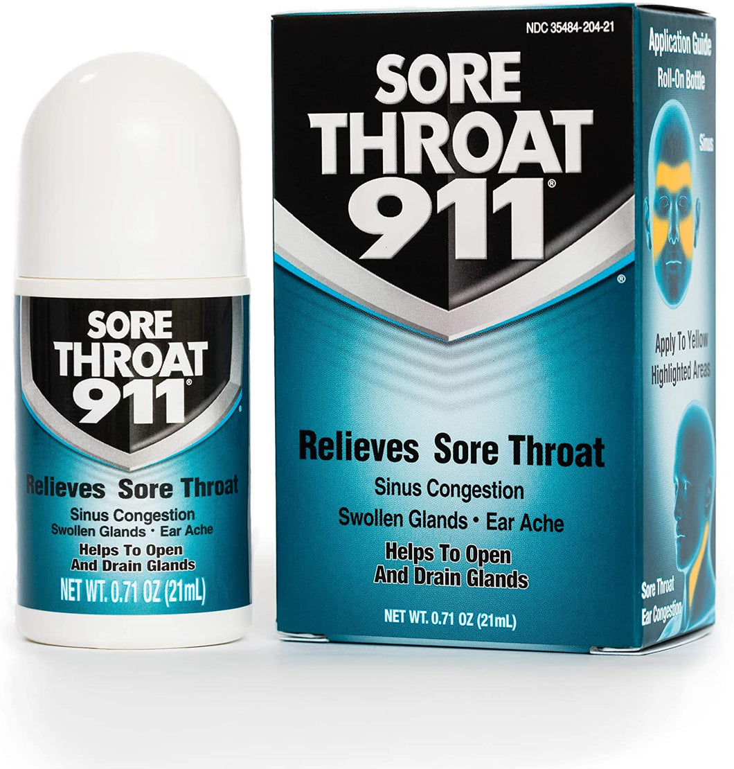 ITEM# 0139   Sore Throat 911 Relieves Sore Throat Sinus Congestion Swollen Glands Ear Ache Helps to Open and Drain Glands 0.71 Ounce (21ml) (Pack of 1) Watch Video)