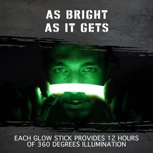 ITEM# 0220   Emergency Glow Sticks with 12 Hours Duration, Individually Wrapped Industrial Grade Glowsticks for Survival Gear, Camping Lights, Power Outages and Military Use (Watch Video)