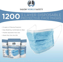 Load image into Gallery viewer, ITEM# 0017   TCP Global Salon World Safety - Sealed Dispenser Face Masks Breathable Disposable 3-Ply Protective PPE with Nose Clip and Ear Loops
