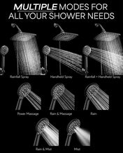 Load image into Gallery viewer, ITEM# 0004   12 Inch High Pressure Rain Shower Head -Shower Heads with 5 Modes Handheld Spray Combo- Wide RainFall shower with 70&quot; Hose - Adjustable Dual Showerhead with Anti-Clog Nozzles (Watch Video)
