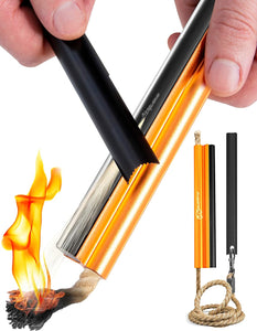 ITEM# 0208   Fire Starter Survival Tool - All-in-One Flint and Steel Fire Starter Kit - Ferro Rod Fire Starter with 36" Waterproof Tinder Wick Rope and Steel Fire Striker - Patented Firestarter (Watch Video)