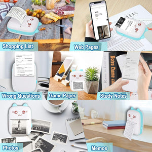 ITEM# 0195   Printers with 6 Rolls Printing Paper for Android iOS Smartphone, BT Inkless Printing Gift for Label Receipt Photo Notes Study Home Office (Watch Video)