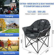 Load image into Gallery viewer, ITEM# 0222   Heated Camping Chair, Padded Camp Chair Round Moon Saucer Folding Lawn Chair Outdoor Chair, Patio Lounge Chairs Portable Folding Camping Chairs Heated Chair
