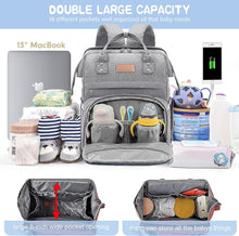 Load image into Gallery viewer, ITEM# 0001   Diaper Bag Backpack, Multifunction Large Capacity Baby Diaper Bags with Changing Station Baby Bag for Boy Girl Travel Back Pack with USB Charger for Moms And Dads (Watch Video)
