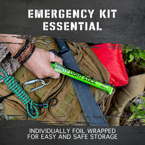 ITEM# 0220   Emergency Glow Sticks with 12 Hours Duration, Individually Wrapped Industrial Grade Glowsticks for Survival Gear, Camping Lights, Power Outages and Military Use (Watch Video)
