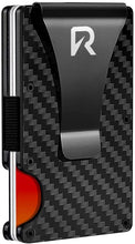 Load image into Gallery viewer, ITEM# 0011   Minimalistic Carbon Fiber Wallet - RFID Blocking Wallet, Business Card Holder and Credit Card Holder - Front Pocket Aluminum Slim Metal Wallet with Metal Money Clips (Watch Video)

