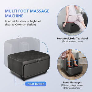 ITEM# 0112   2 in 1 Foot Massager Machine & Ottoman Foot Rest, Shiatsu Foot and Calf Massager with Heat, Kneading, Vibration, Compression Massagers for Feet, Ankle, Calf, Leg, Tired Muscles & Plantar Fasciitis (Watch Video)