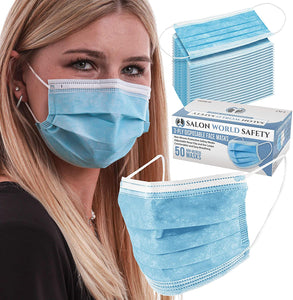 ITEM# 0017   TCP Global Salon World Safety - Sealed Dispenser Face Masks Breathable Disposable 3-Ply Protective PPE with Nose Clip and Ear Loops